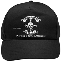Mudscupper's Black Ball Cap with White Skull Logo